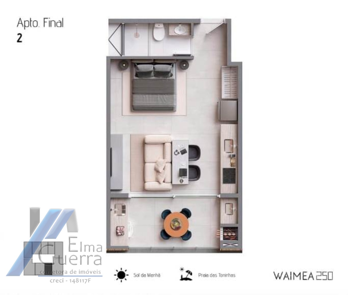 Ubatuba, Praia das Toninhas. Studio de 38 e 39m2, aptos 1 suíte e 01 banheiro com 51 e 61m2 e aptos 02 suítes e 1 Lavabo com 82m2