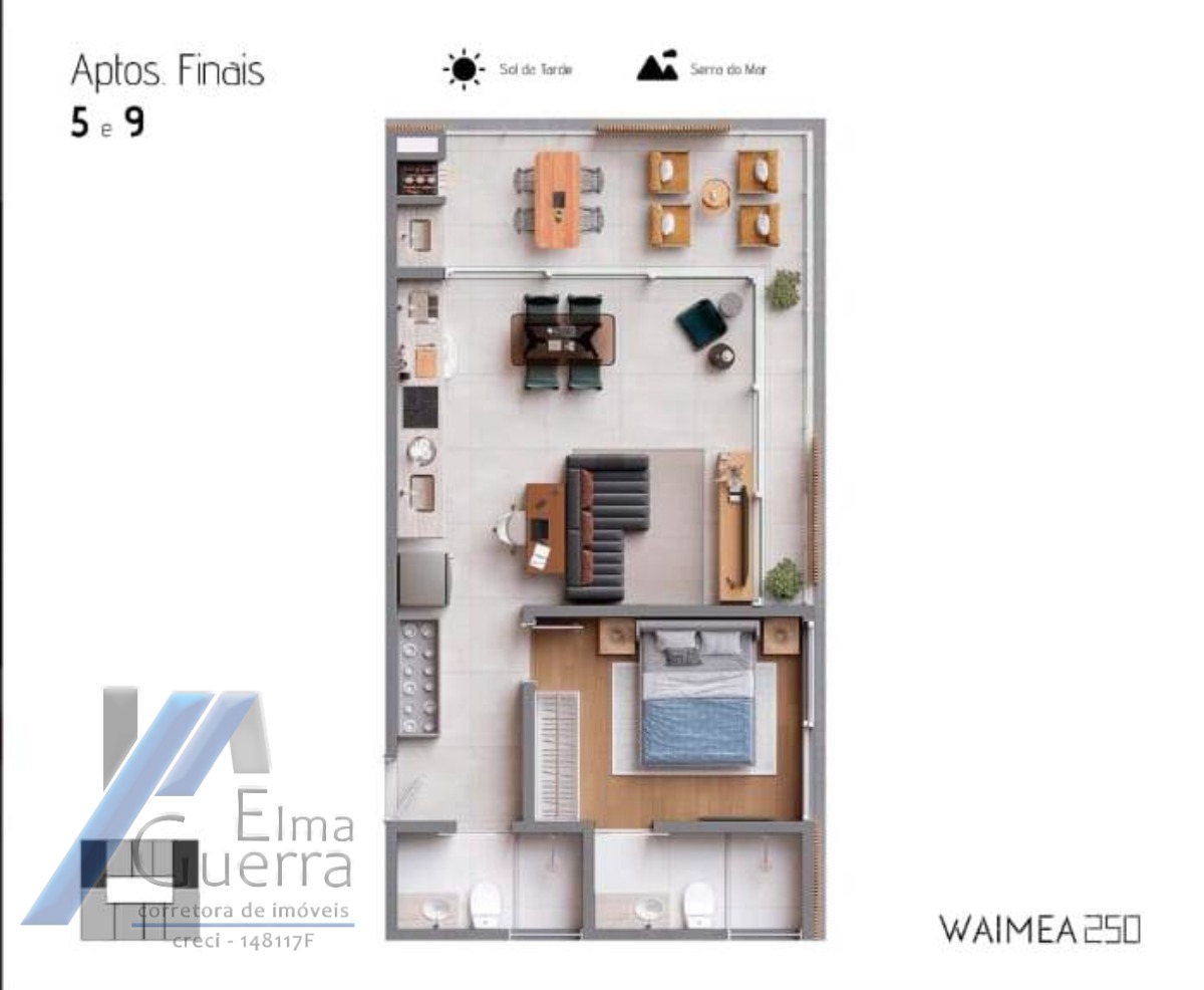 Ubatuba, Praia das Toninhas. Studio de 38 e 39m2, aptos 1 suíte e 01 banheiro com 51 e 61m2 e aptos 02 suítes e 1 Lavabo com 82m2