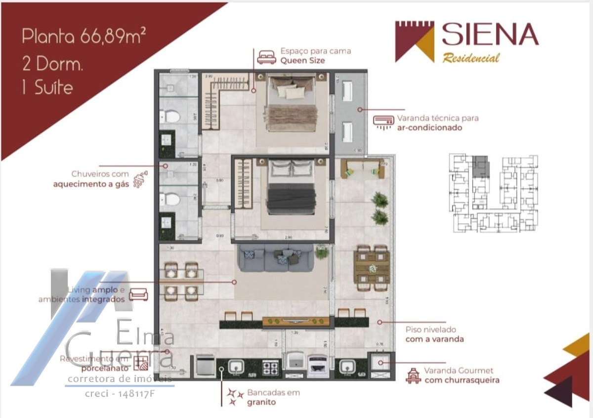 Ubatuba, Itaguá - Apartamento na planta com 02 suítes.