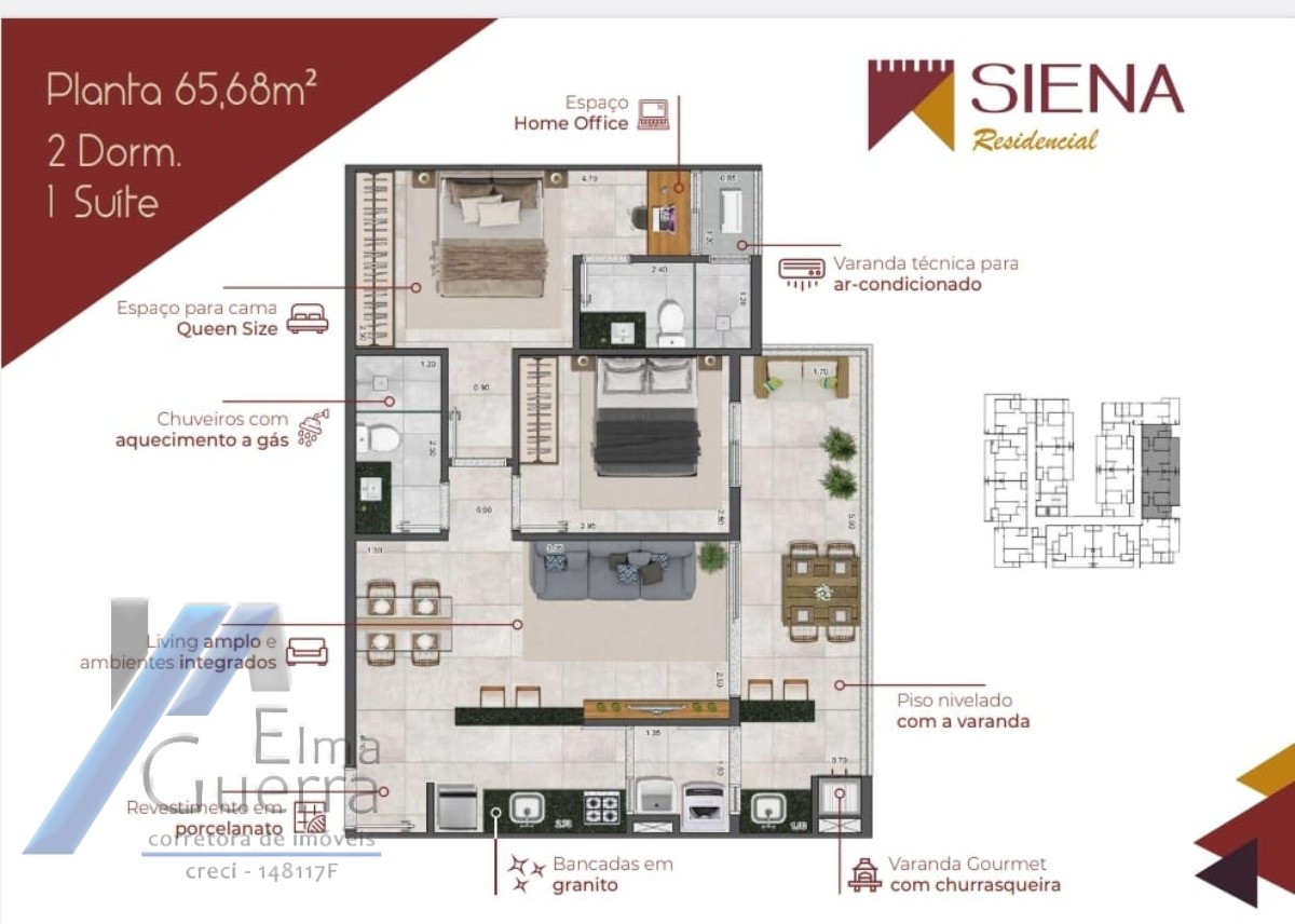 Ubatuba, Itaguá - Apartamento na planta com 02 suítes.