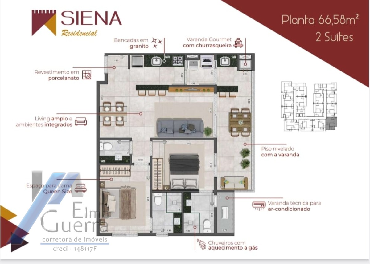 Ubatuba, Itaguá - Apartamento na planta com 02 suítes.