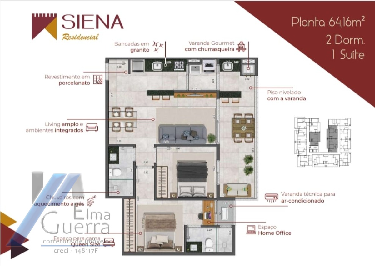Ubatuba, Itaguá - Apartamento na planta com 02 suítes.